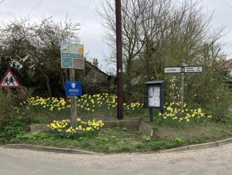 Henstead Village Noticeboard and Village Sign